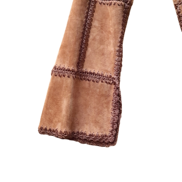 Outbrook Suede Leather Patchwork Shacket Jacket Women's Medium - Picture 6 of 16